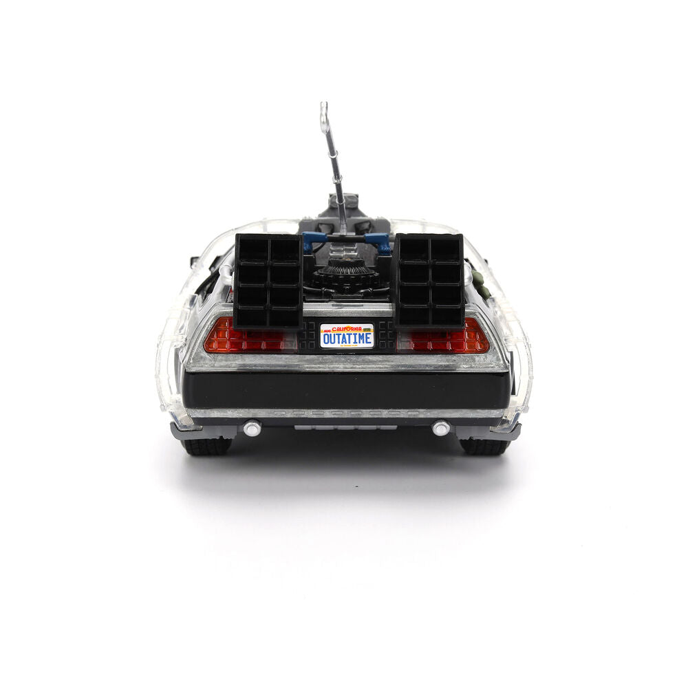 Réplica plateada del DeLorean de Regreso al Futuro con caja de coleccionista - 11