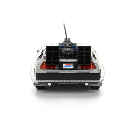 Réplica plateada del DeLorean de Regreso al Futuro con caja de coleccionista - 11