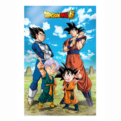 Poster 3D de Dragon Ball Super con Goku, Vegeta, Trunks y Goten