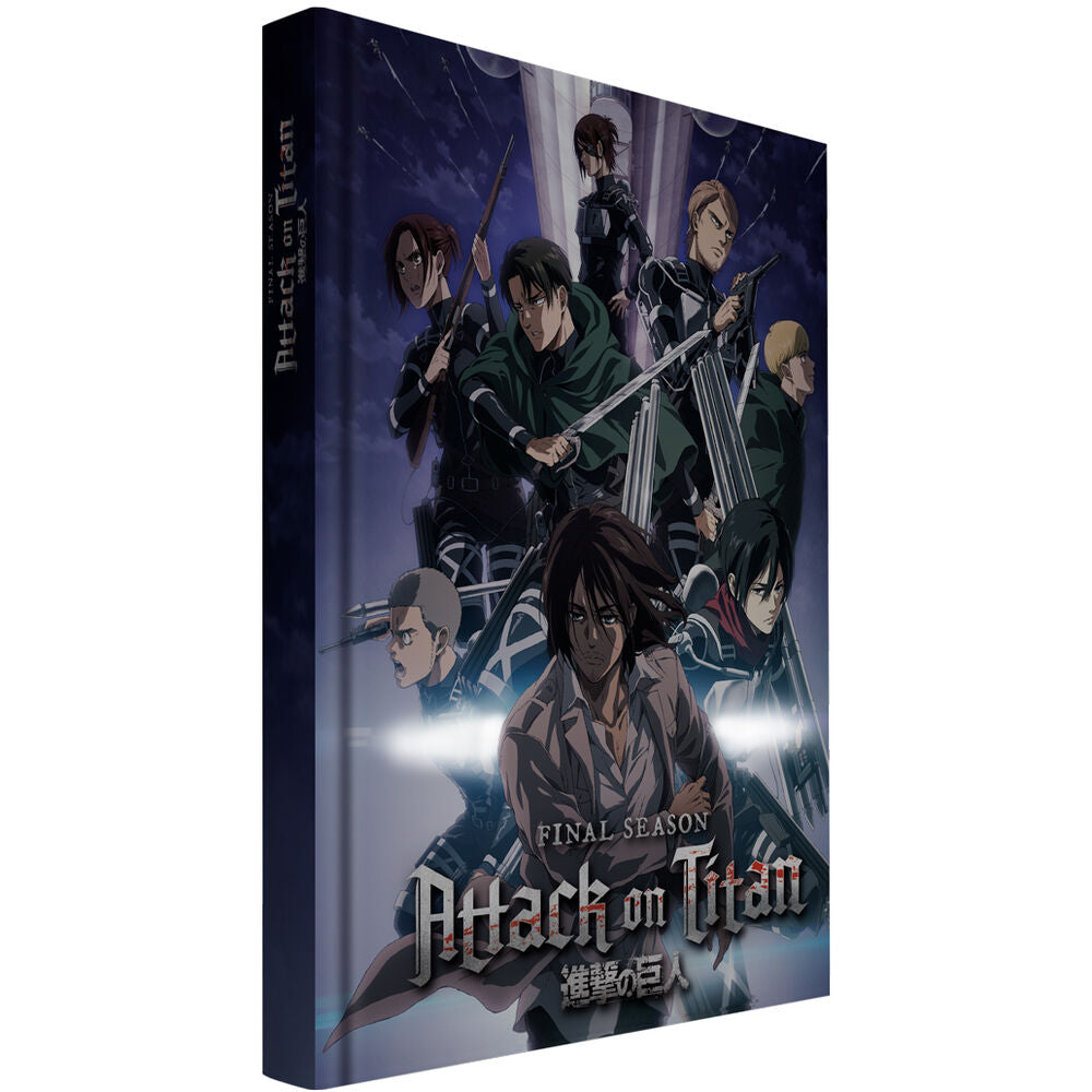 Cuaderno con luz de Attack on Titan Final Season con varios personajes