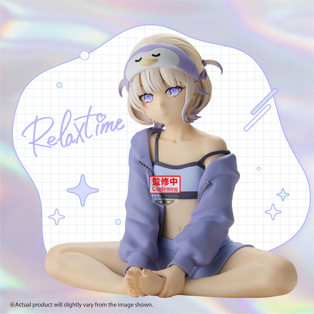 Figura de Todoroki Hajime Hololive sentada con conjunto lila - 2