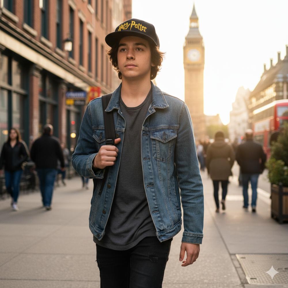 Gorra negra de Harry Potter con logo bordado en amarillo - 4