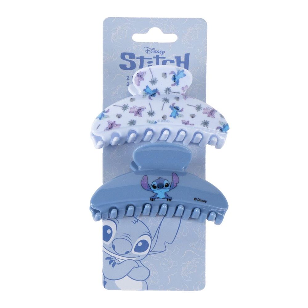 Blíster con dos pinzas de pelo Disney Stitch, una azul y otra estampada