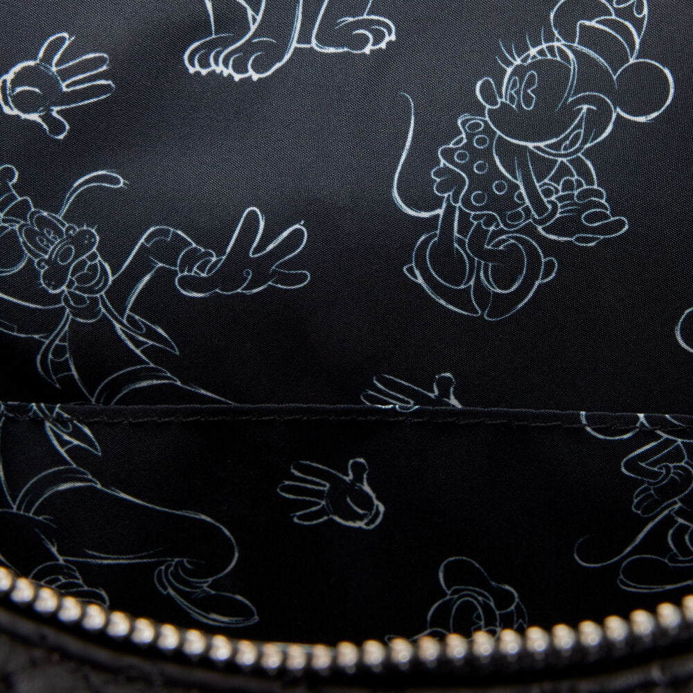 Mochila negra Loungefly de Mickey Disney con bordados florales - 3