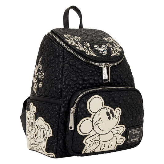 Mochila negra Loungefly de Mickey Disney con bordados florales - 4