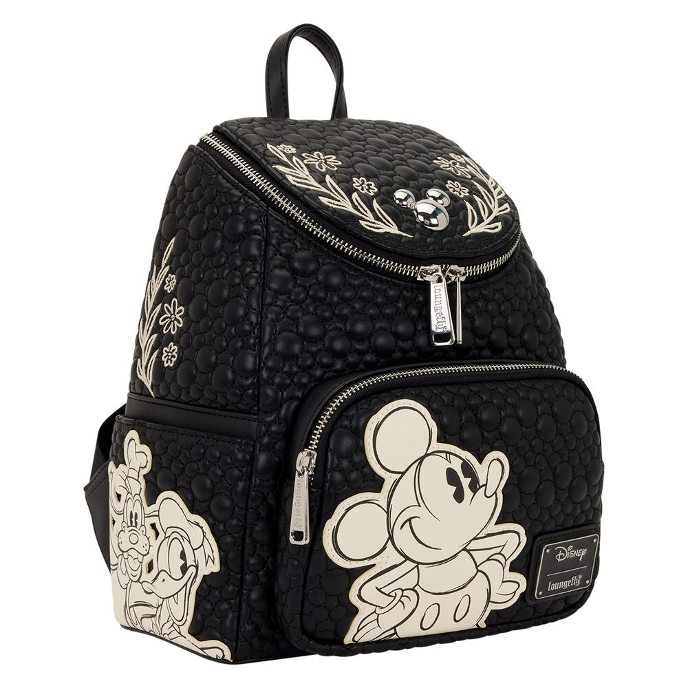 Mochila negra Loungefly de Mickey Disney con bordados florales - 4