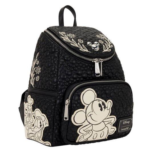 Mochila negra Loungefly de Mickey Disney con bordados florales - 4