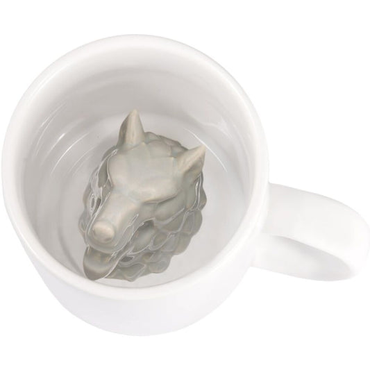 Taza blanca de Juego de Tronos con diseño Stark y relieve interior de lobo - 2