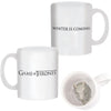Taza blanca de Juego de Tronos con diseño Stark y relieve interior de lobo
