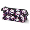 Portatodo triple de Kuromi Hello Kitty en negro y rosa