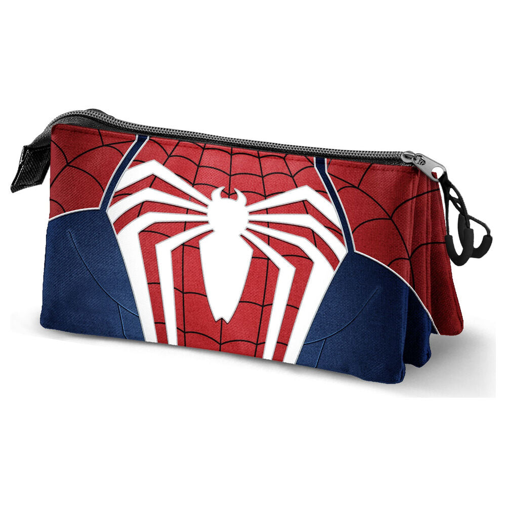 Portatodo triple de Spider-Man Marvel rojo y azul con emblema de araña