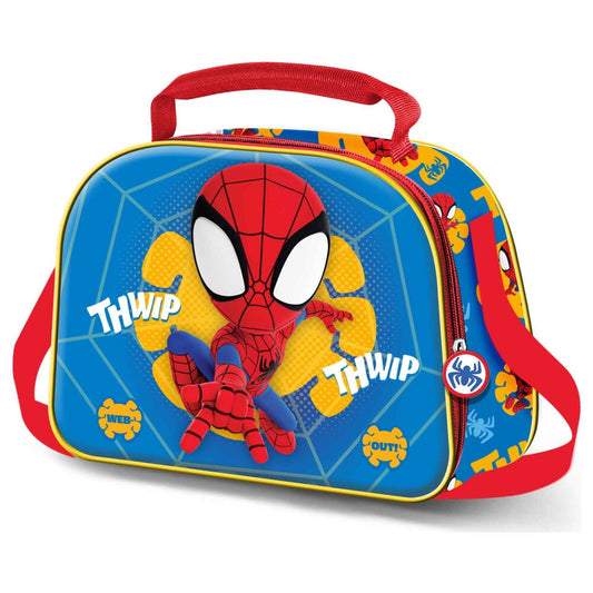 Bolsa portameriendas 3D de Spiderman Marvel azul y roja