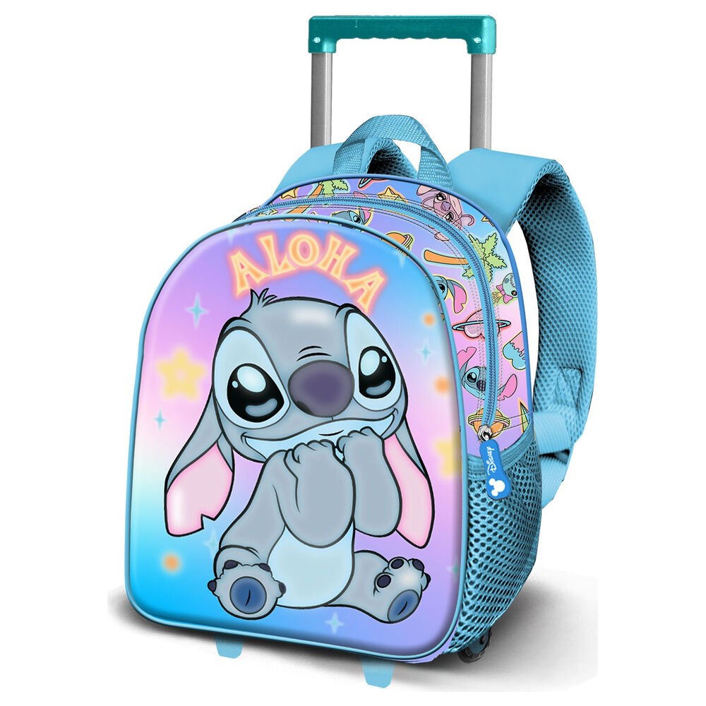 Trolley 3D de Stitch Disney con diseño Aloha, ruedas y asa telescópica