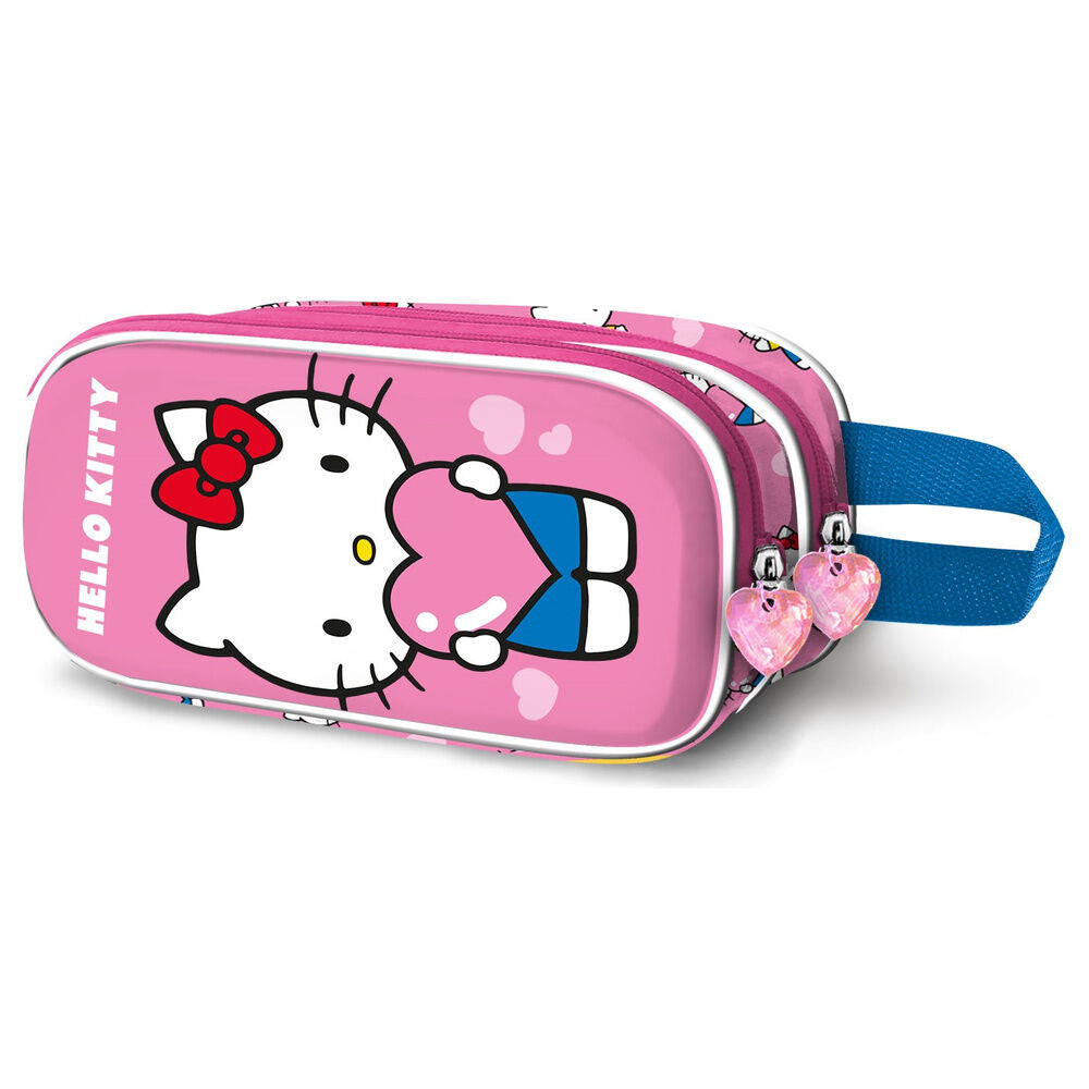 Portatodo 3D rosa de Hello Kitty con corazones
