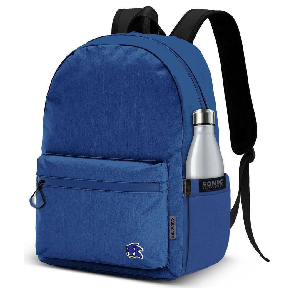 Mochila azul Sonic the Hedgehog con bolsillo frontal y lateral