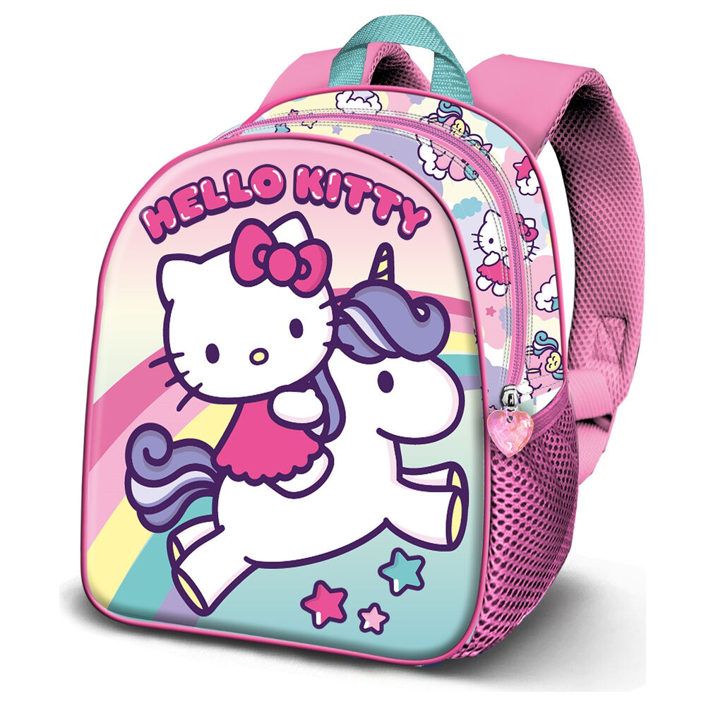 Mochila Unicorn Hello Kitty rosa con arcoíris y unicornio
