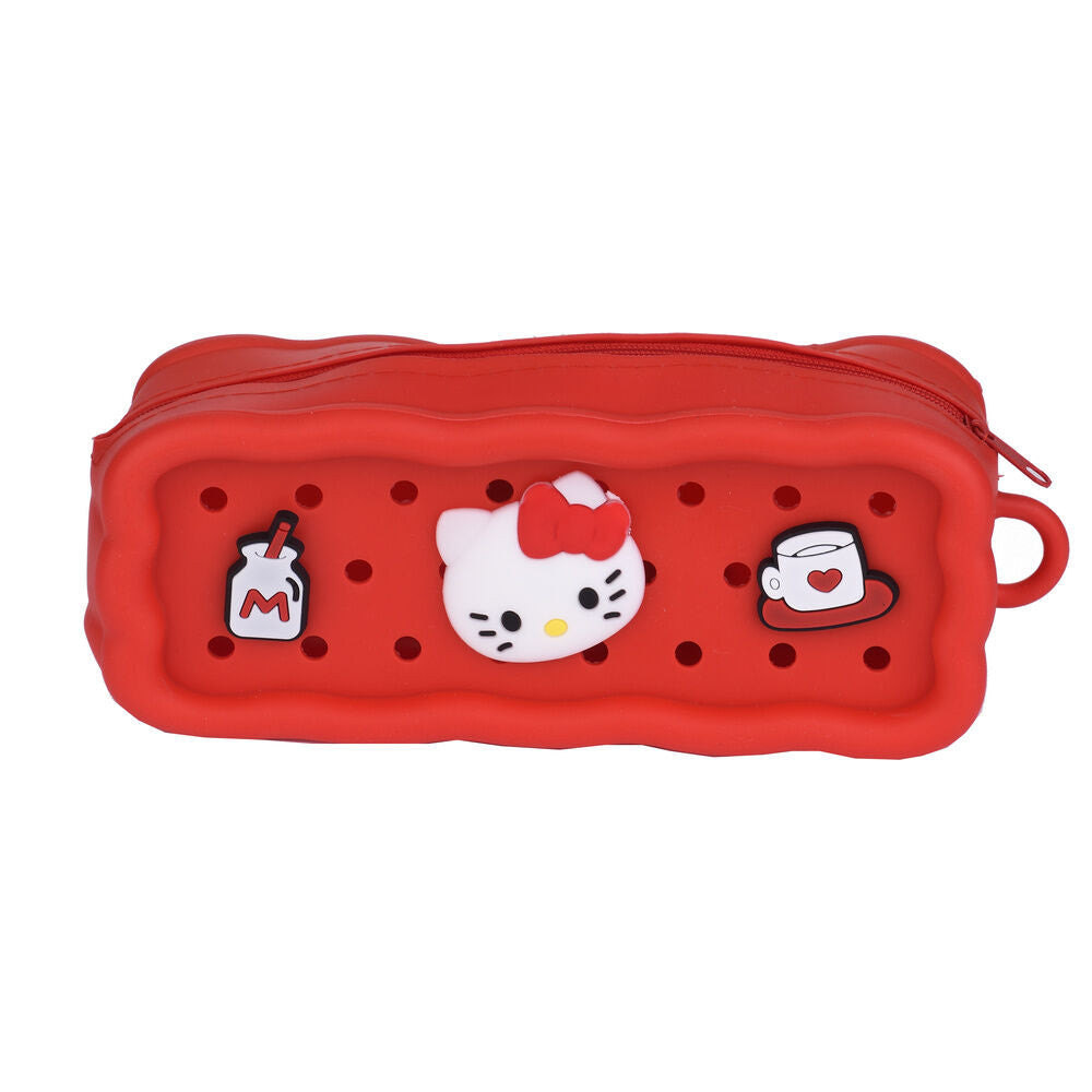 Portatodo rojo de silicona Hello Kitty con cremallera