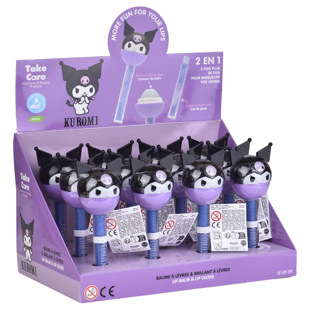 Bálsamo labial y brillo 2 en 1 de Kuromi en diseño morado