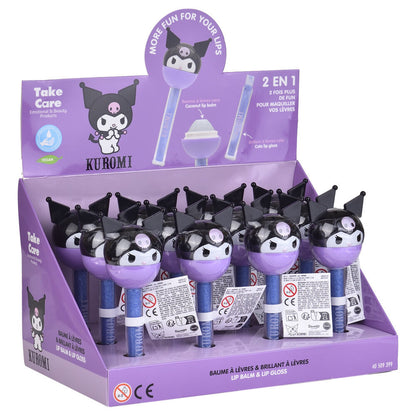 Bálsamo labial y brillo 2 en 1 de Kuromi en diseño morado