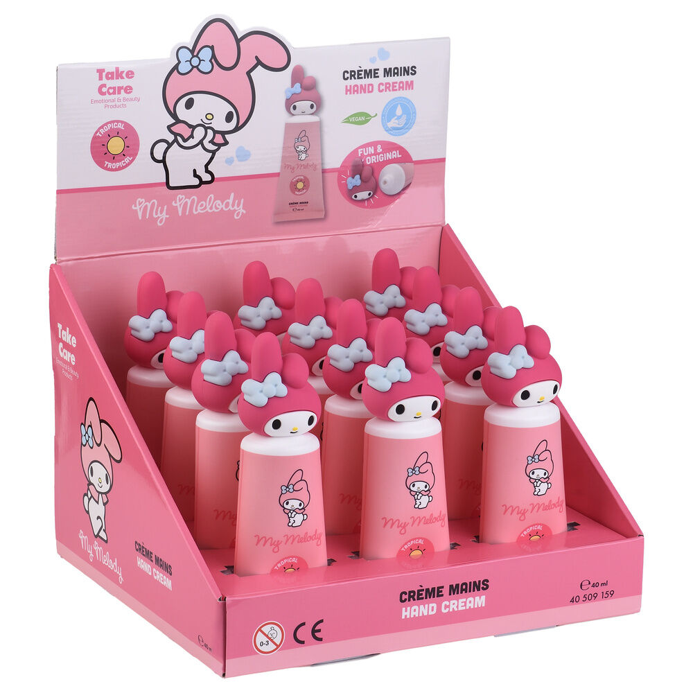 Crema de manos My Melody de 40 ml con envase rosa y tapón decorativo