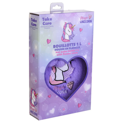 Bolsa de agua caliente TAKE CARE de unicornio con funda morada de franela - 2
