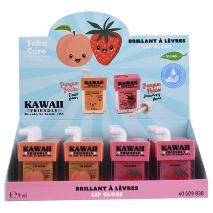 Bálsamo y brillo labial Kawaii TAKE CARE en diseños de melocotón y fresa