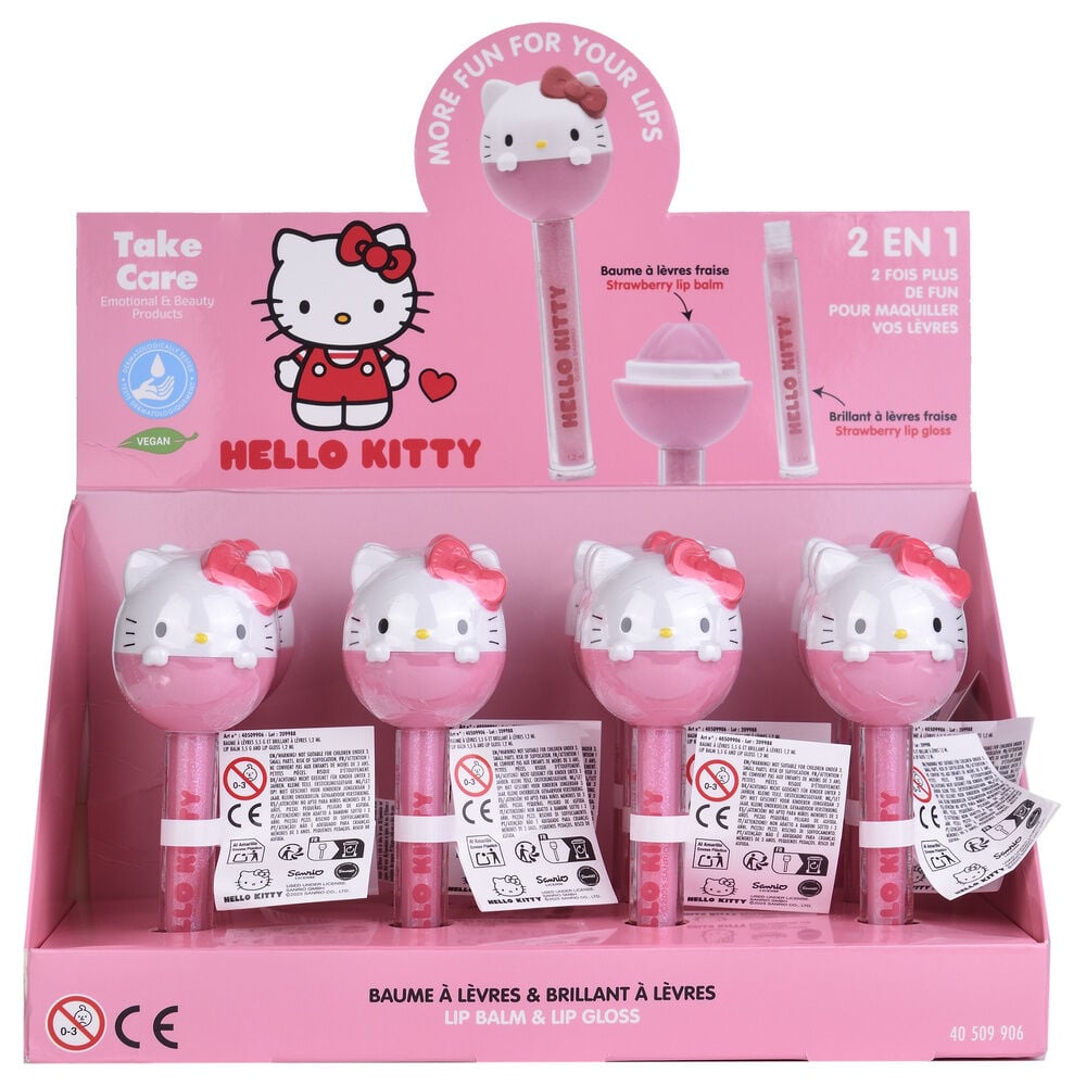Bálsamo labial y brillo de fresa Hello Kitty 2 en 1