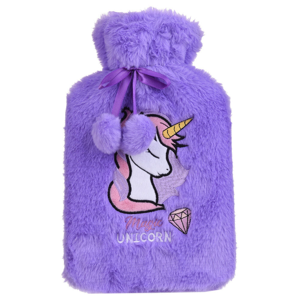 Bolsa de agua caliente TAKE CARE de unicornio con funda morada de franela - 3