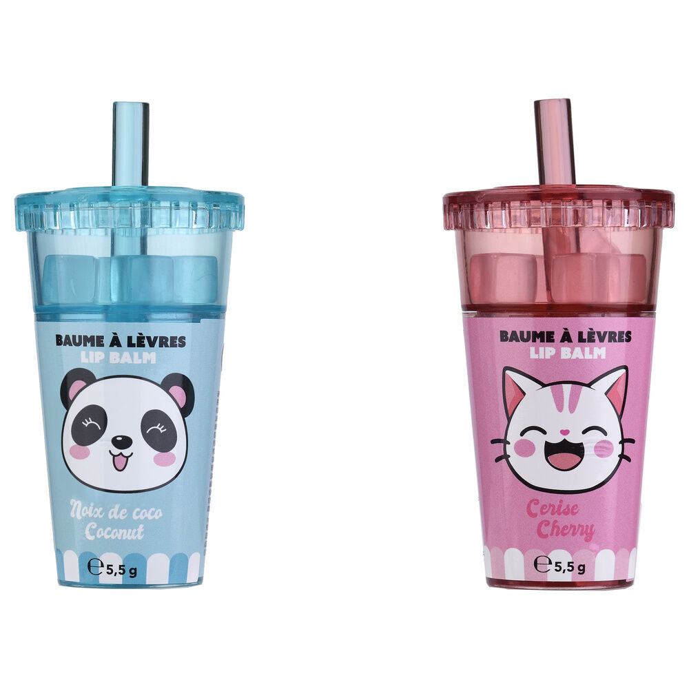 Bálsamos labiales Kawaii Take Care con diseños de panda y gato - 2