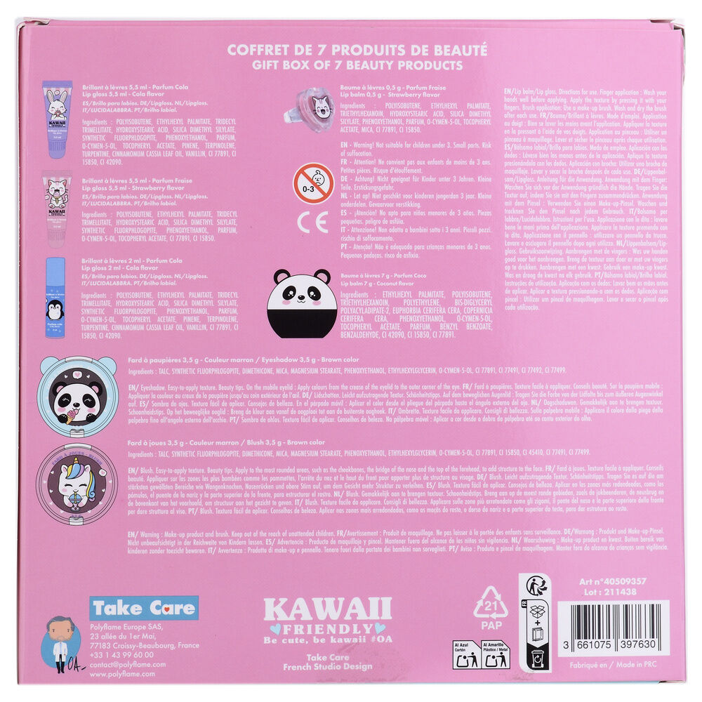 Set TAKE CARE de 7 productos de belleza Kawaii con gato, panda y conejo - 4