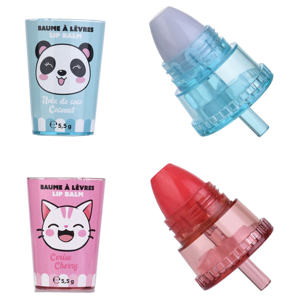 Bálsamos labiales Kawaii Take Care con diseños de panda y gato - 3