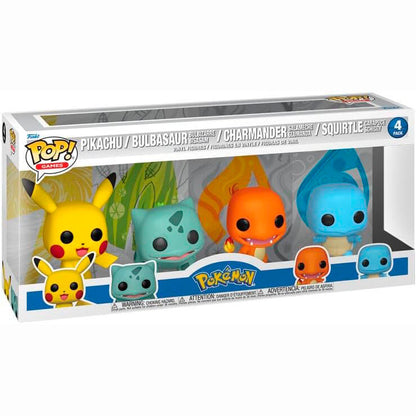 Blister FUNKO POP! Pokémon con Pikachu, Bulbasaur, Charmander y Squirtle