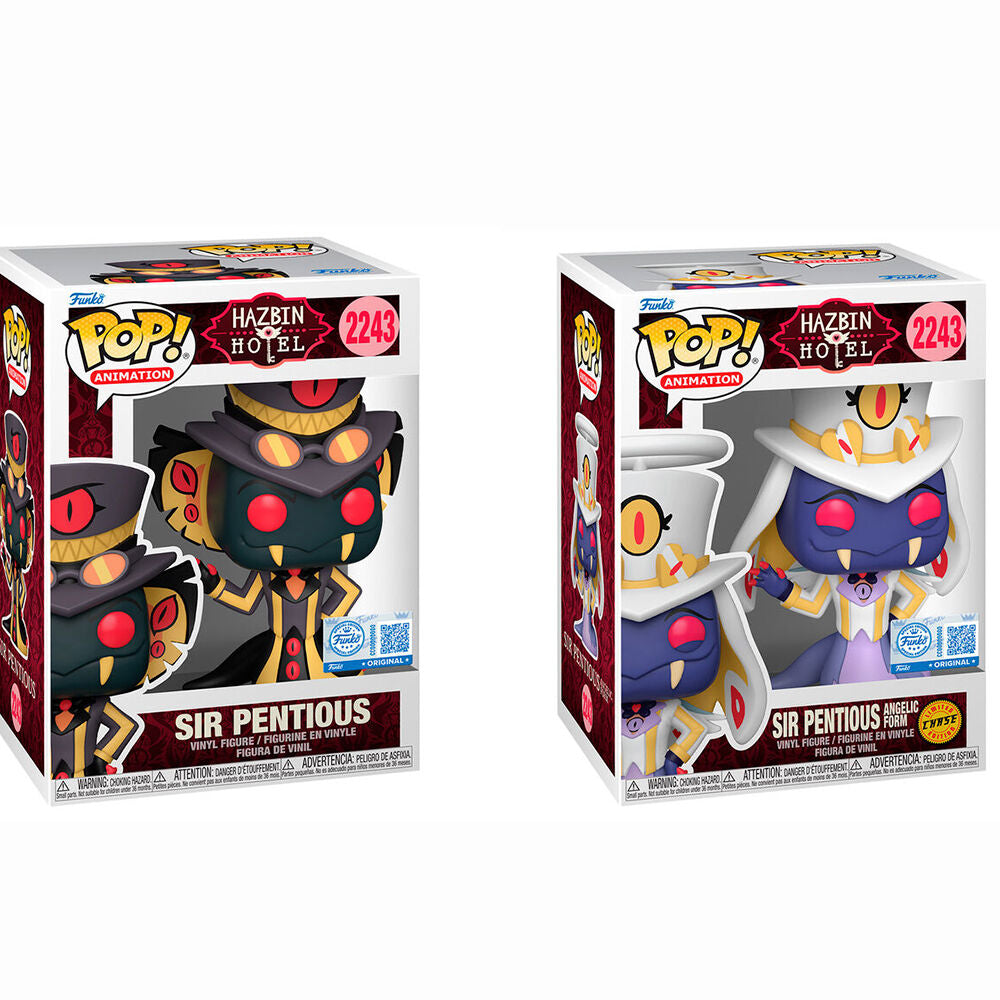 Figuras Funko POP! de Sir Pentious de Hazbin Hotel en sus cajas