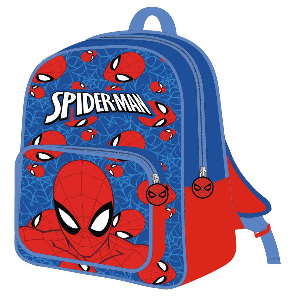 Mochila infantil Spider-Man Marvel azul y roja con bolsillo frontal
