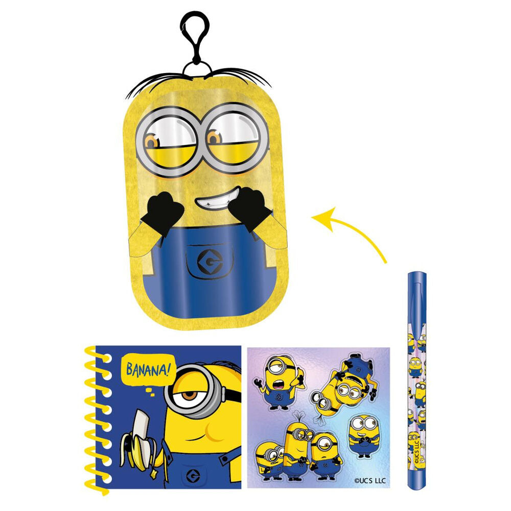 Set de papelería Minions CERDÁ con libreta, bolígrafo y adhesivos