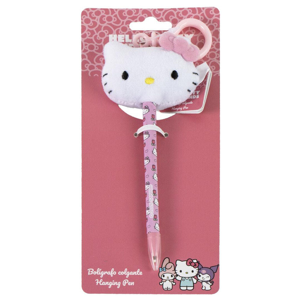 Llavero bolígrafo rosa de Hello Kitty con aro para colgar