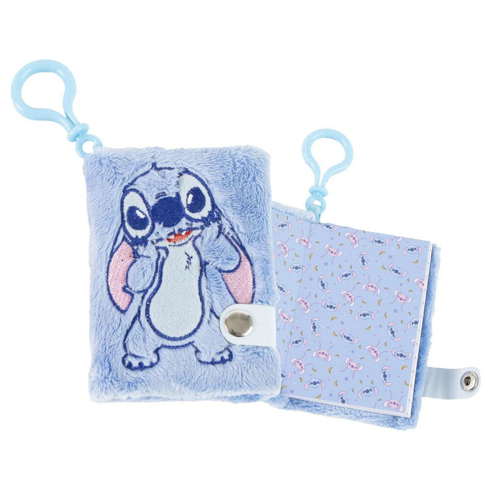 Llavero cuaderno azul de Stitch Disney con cubierta afelpada