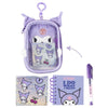 Set de papelería Kuromi morado con estuche, libreta y bolígrafo