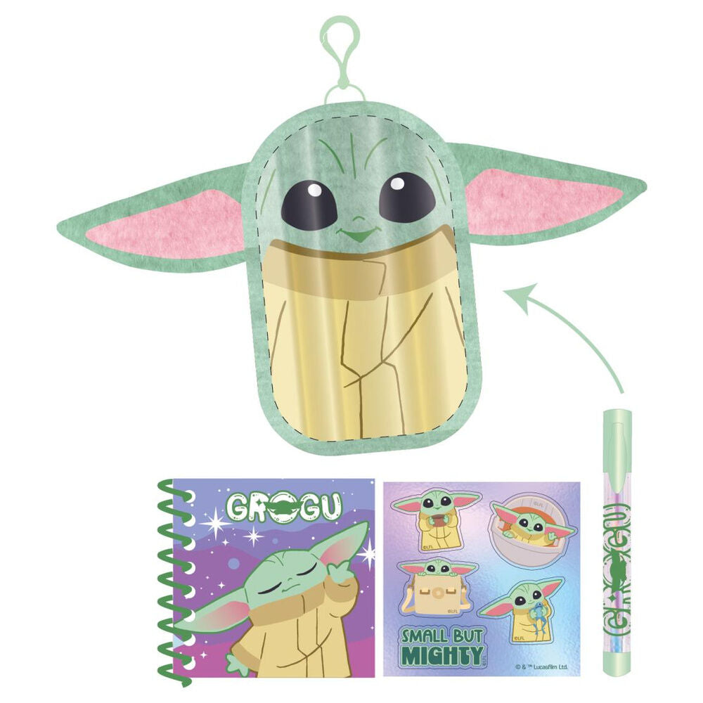 Set de papelería de Grogu de The Mandalorian con cuaderno, bolígrafo y pegatinas