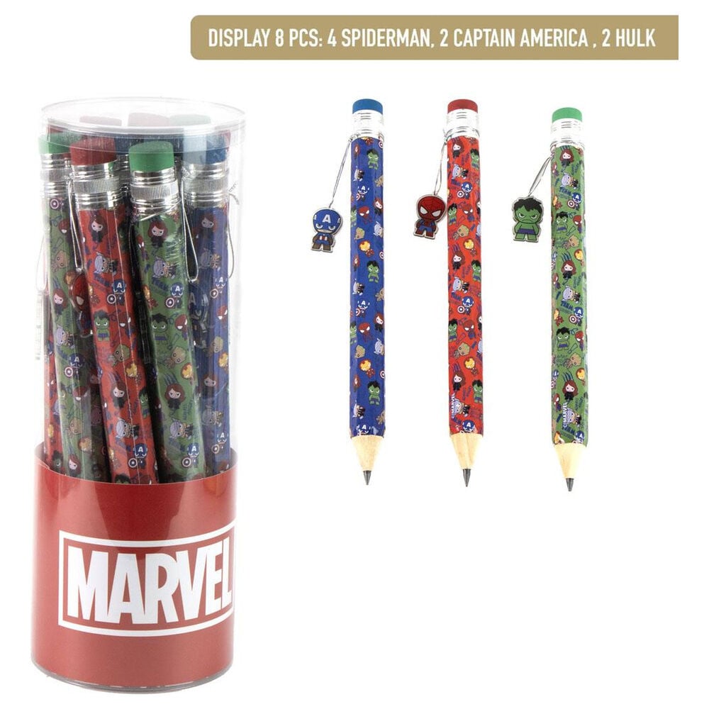 Display de 8 lápices grandes Marvel Avengers surtidos