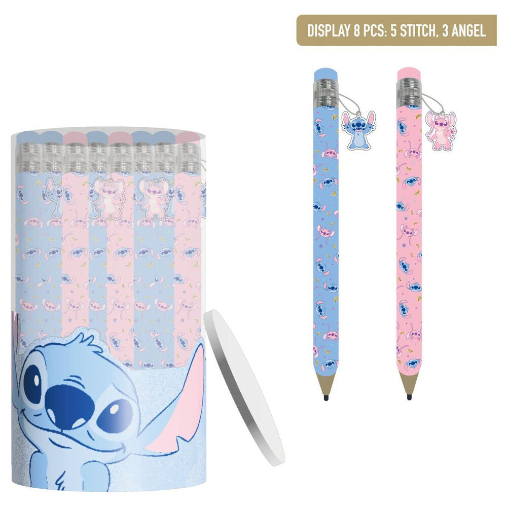 Lápices grandes Disney Stitch y Angel surtidos en azul y rosa