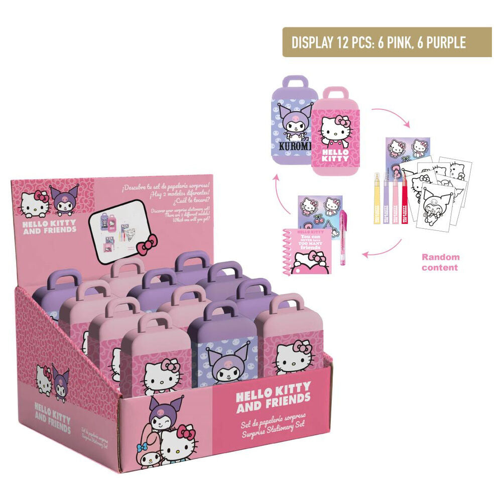 Set de papelería sorpresa Hello Kitty and Friends en rosa y morado