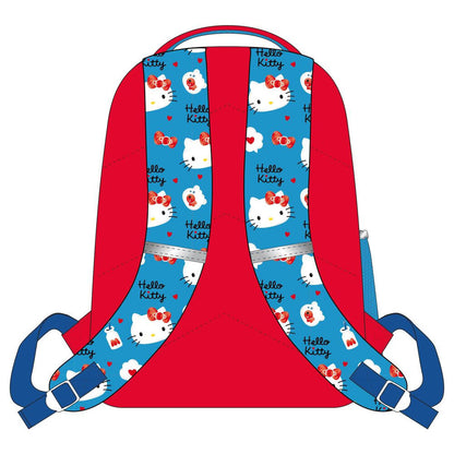 Mochila escolar azul y roja de Hello Kitty con bolsillo frontal - 2