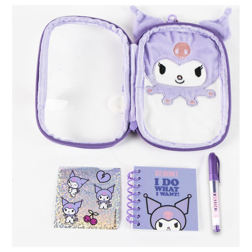 Set de papelería Kuromi morado con estuche, libreta y bolígrafo - 2