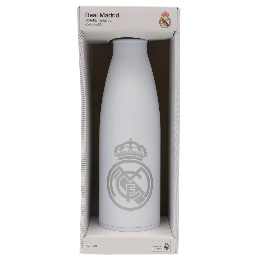 Botella térmica blanca del Real Madrid de acero inoxidable de 500 ml