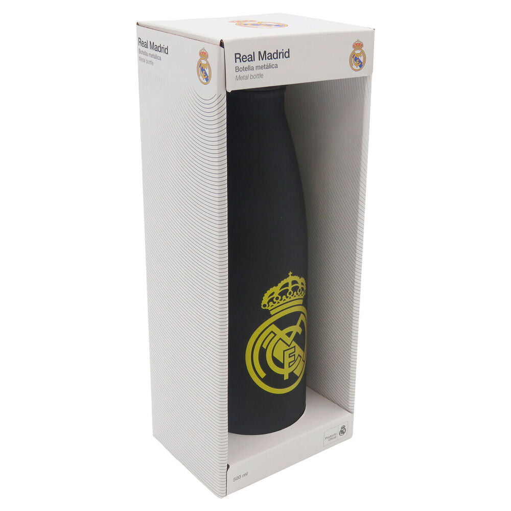 Botella negra de acero inoxidable Real Madrid de 500 ml con escudo amarillo - 5
