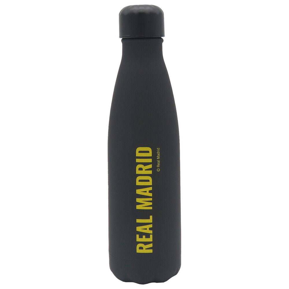 Botella negra de acero inoxidable Real Madrid de 500 ml con escudo amarillo - 3