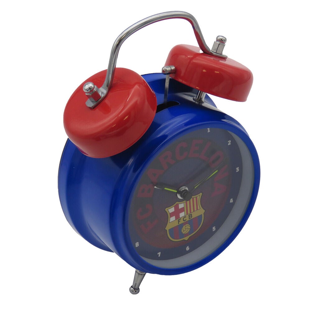 Despertador musical azul y rojo del F.C. Barcelona con escudo y dos campanas - 2
