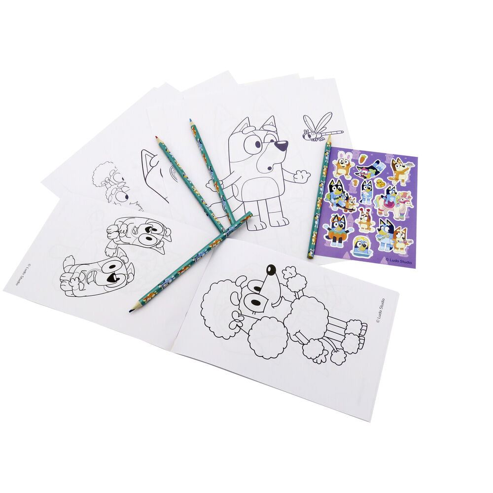 Set para colorear Bluey con lápices, láminas y pegatinas - 2