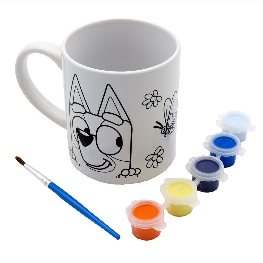 Taza de cerámica Bluey para pintar con colores y pincel - 2